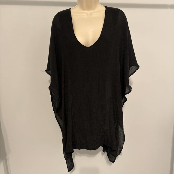 UMGEE Black Sheer V Neck Open Sides Over Layer Size M/L‎ Pre-owned - Picture 1 of 6